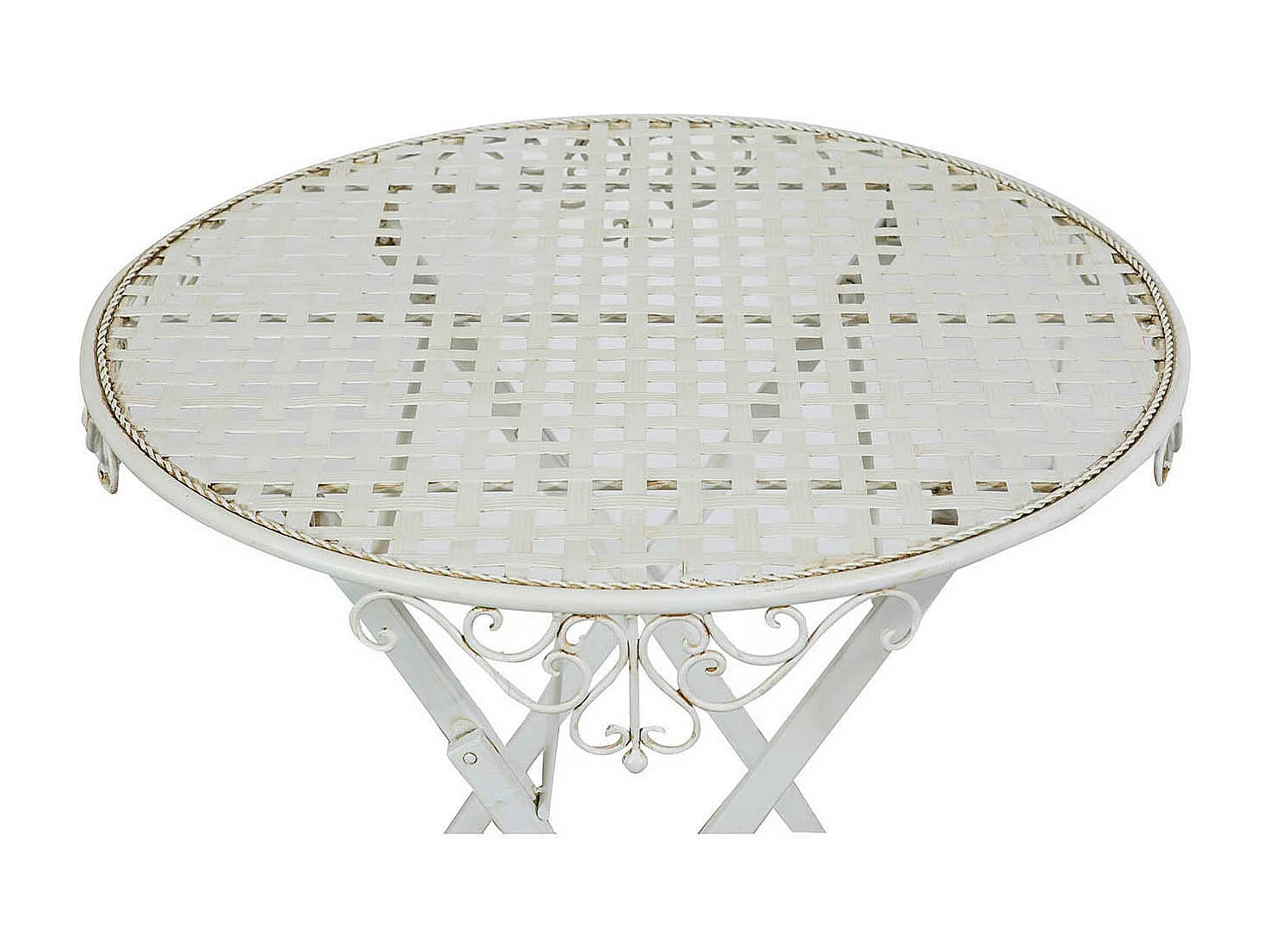 BISCOTTINI Table de Jardin - Fonte Finition Blanc Antique - Mobilier d'Extérieur - Table Basse - Terrasse - Balcon - 70x70x76 cm