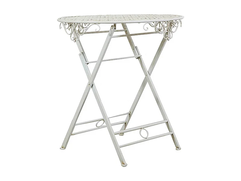 BISCOTTINI Table de Jardin - Fonte Finition Blanc Antique - Mobilier d'Extérieur - Table Basse - Terrasse - Balcon - 70x70x76 cm