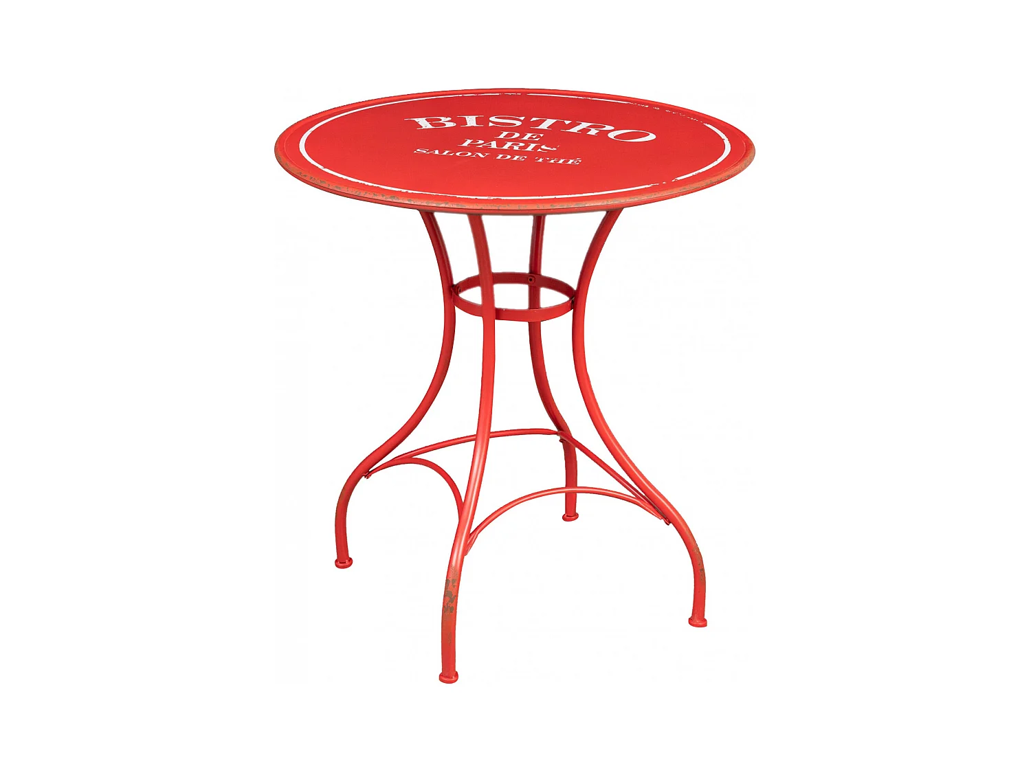 BISCOTTINI Table - Fer Forgé Finition Rouge Antique - Mobilier de Jardin - Terrasse - Balcon - Table en Métal - 72x75 cm