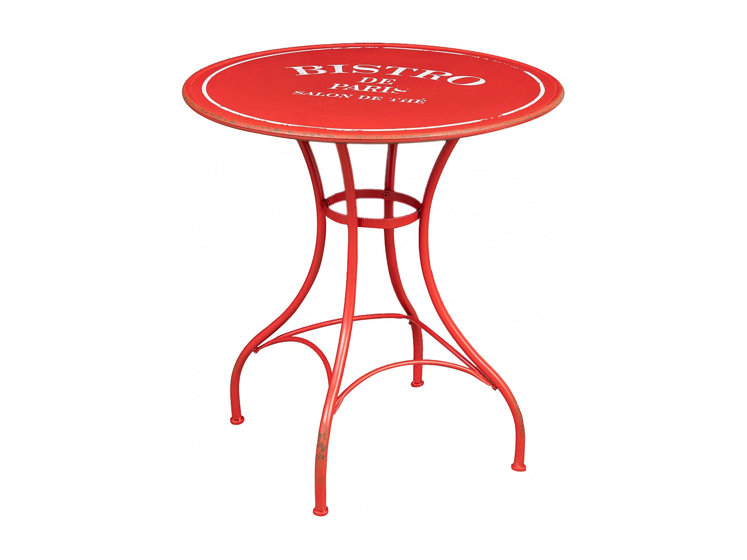 BISCOTTINI Table - Fer Forgé Finition Rouge Antique - Mobilier de Jardin - Terrasse - Balcon - Table en Métal - 72x75 cm