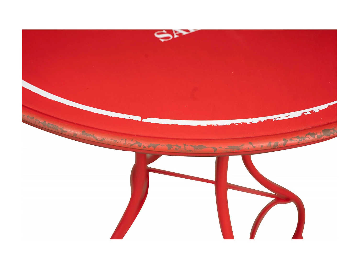 BISCOTTINI Table - Fer Forgé Finition Rouge Antique - Mobilier de Jardin - Terrasse - Balcon - Table en Métal - 72x75 cm