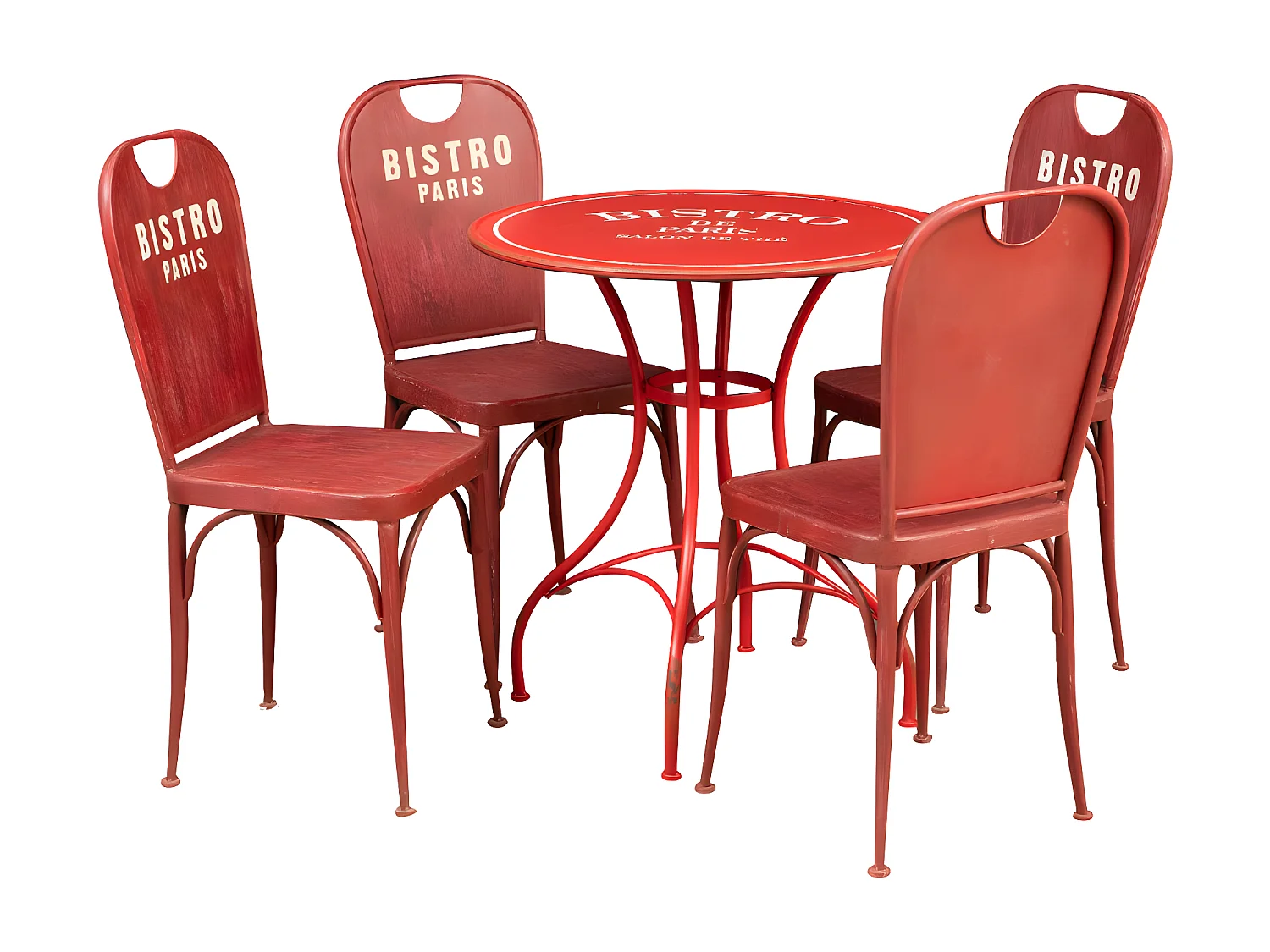 BISCOTTINI Table - Fer Forgé Finition Rouge Antique - Mobilier de Jardin - Terrasse - Balcon - Table en Métal - 72x75 cm