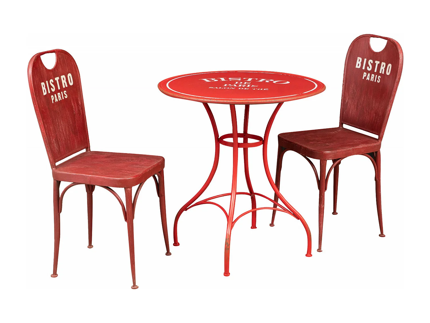 BISCOTTINI Table - Fer Forgé Finition Rouge Antique - Mobilier de Jardin - Terrasse - Balcon - Table en Métal - 72x75 cm