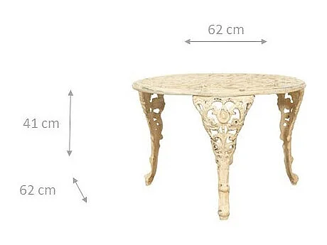 Table de jardin ronde en fonte 62x41cm – Table basse et fumante d'extérieur – Table d'appoint de jardin durable avec finition robuste
