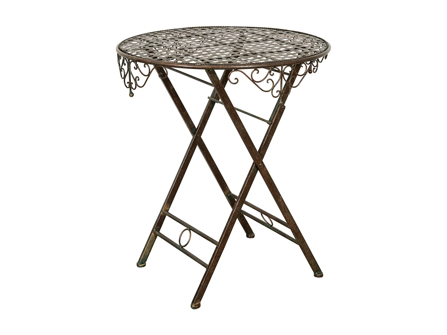 BISCOTTINI Table - Fer Forgé Finition Antique - Table d'Extérieur - Mobilier de Jardin - Terrasse - Balcon - Table en Métal - Table Basse - 76x70cm