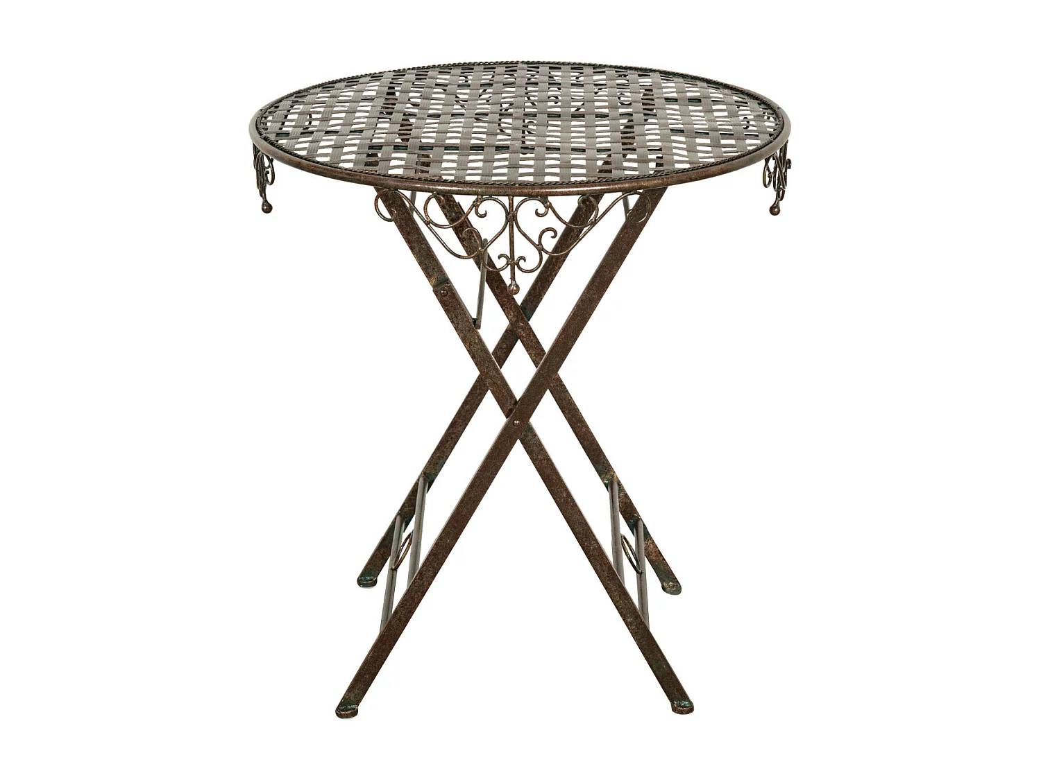 BISCOTTINI Table - Fer Forgé Finition Antique - Table d'Extérieur - Mobilier de Jardin - Terrasse - Balcon - Table en Métal - Table Basse - 76x70cm