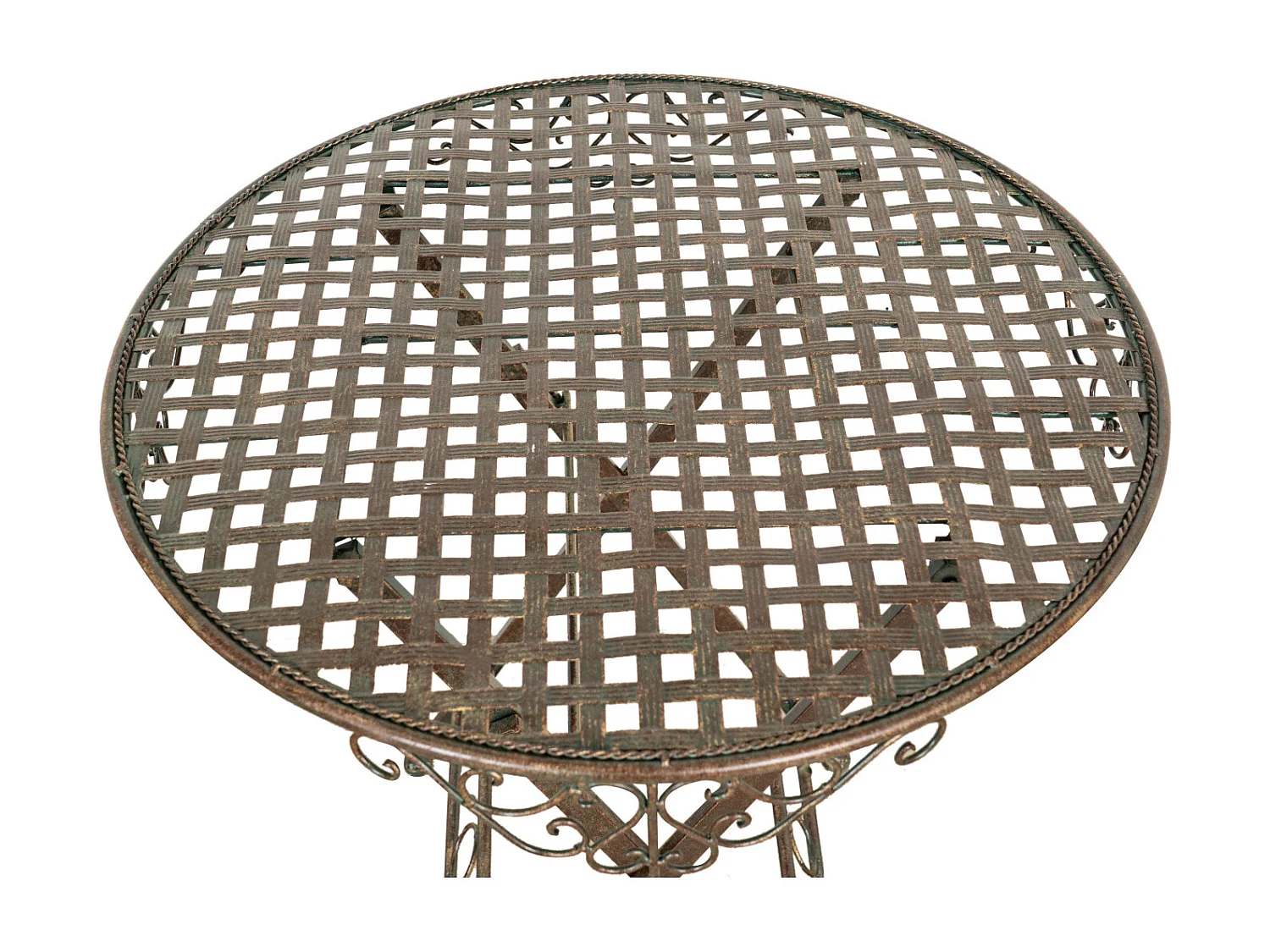 BISCOTTINI Table - Fer Forgé Finition Antique - Table d'Extérieur - Mobilier de Jardin - Terrasse - Balcon - Table en Métal - Table Basse - 76x70cm