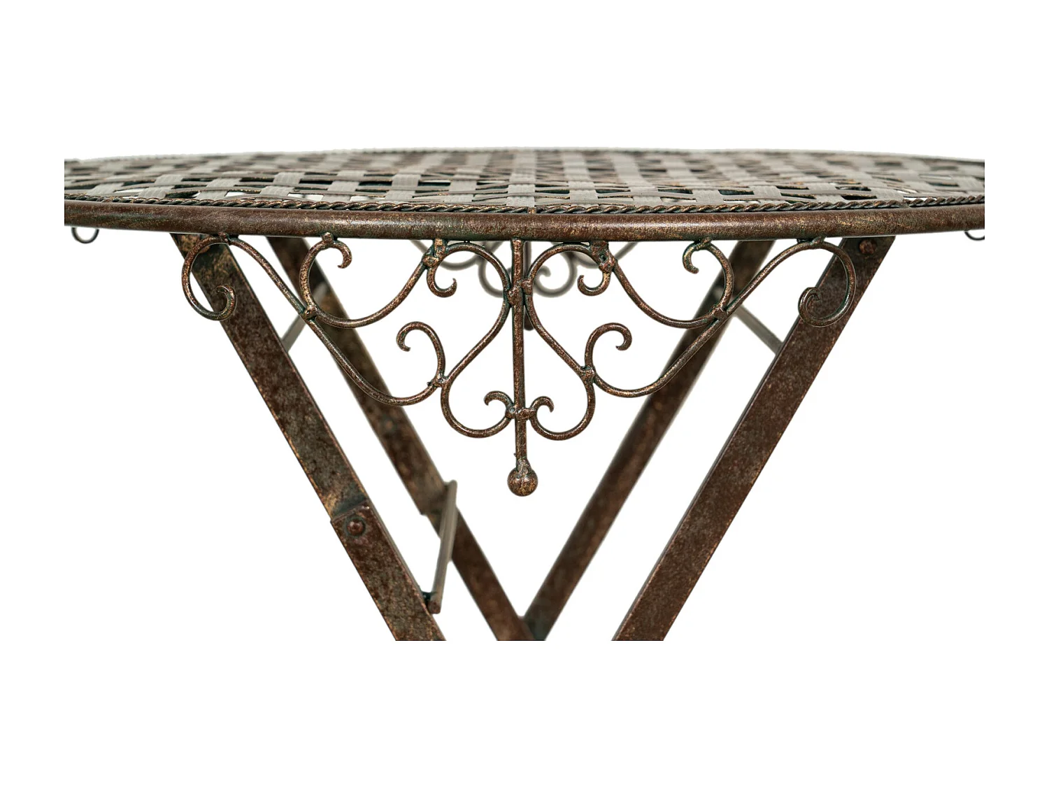 BISCOTTINI Table - Fer Forgé Finition Antique - Table d'Extérieur - Mobilier de Jardin - Terrasse - Balcon - Table en Métal - Table Basse - 76x70cm