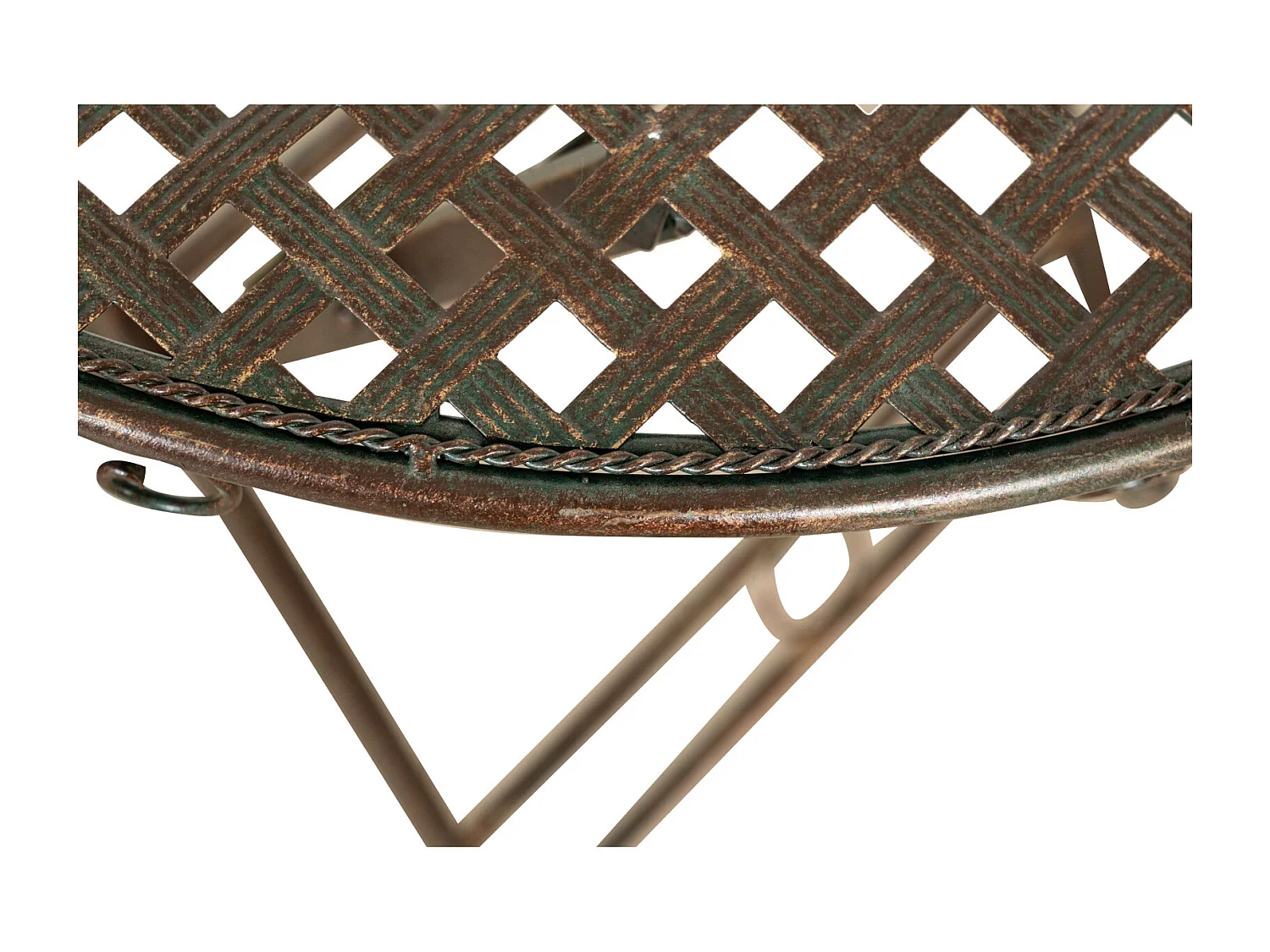 BISCOTTINI Table - Fer Forgé Finition Antique - Table d'Extérieur - Mobilier de Jardin - Terrasse - Balcon - Table en Métal - Table Basse - 76x70cm