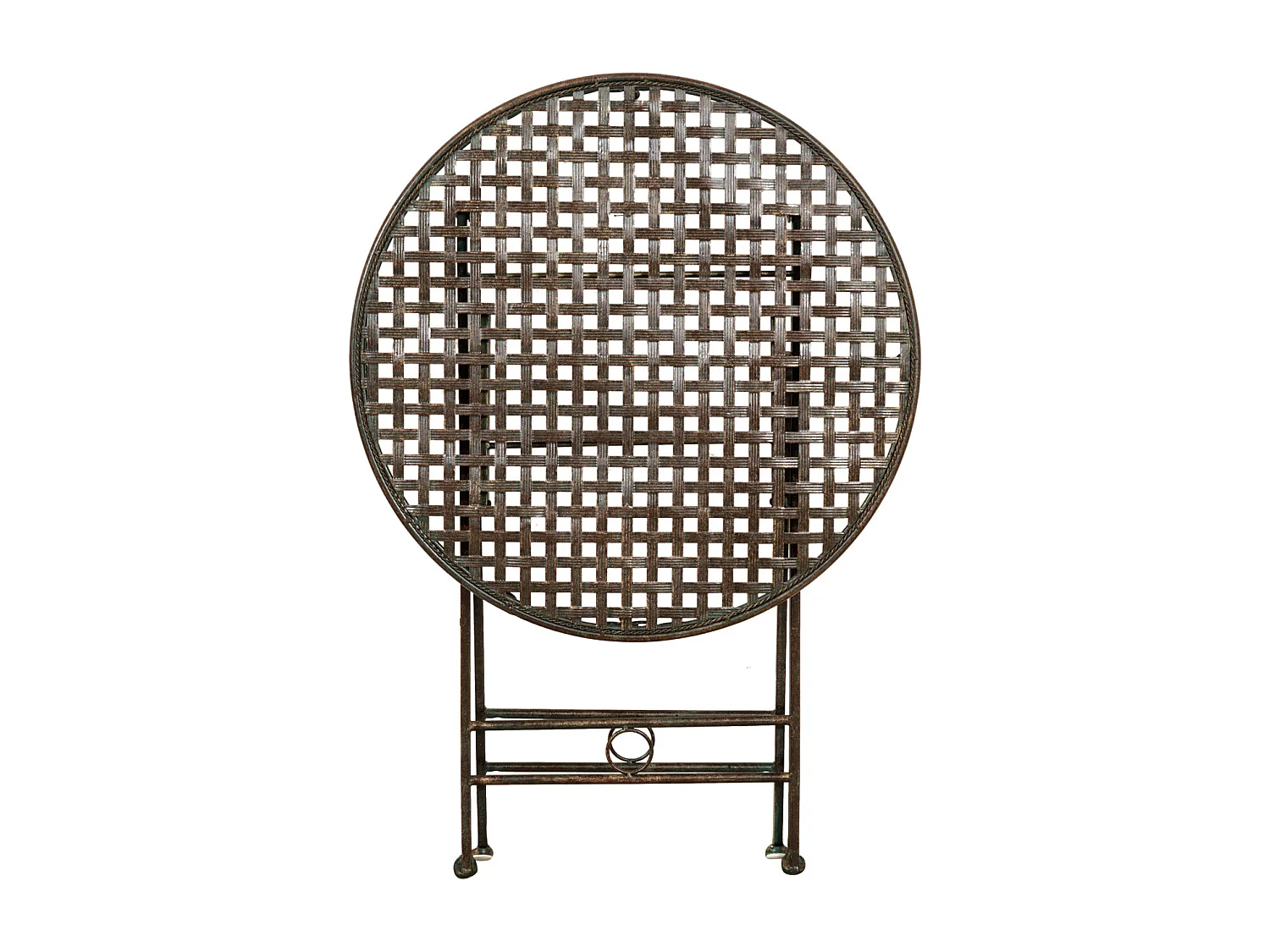 BISCOTTINI Table - Fer Forgé Finition Antique - Table d'Extérieur - Mobilier de Jardin - Terrasse - Balcon - Table en Métal - Table Basse - 76x70cm