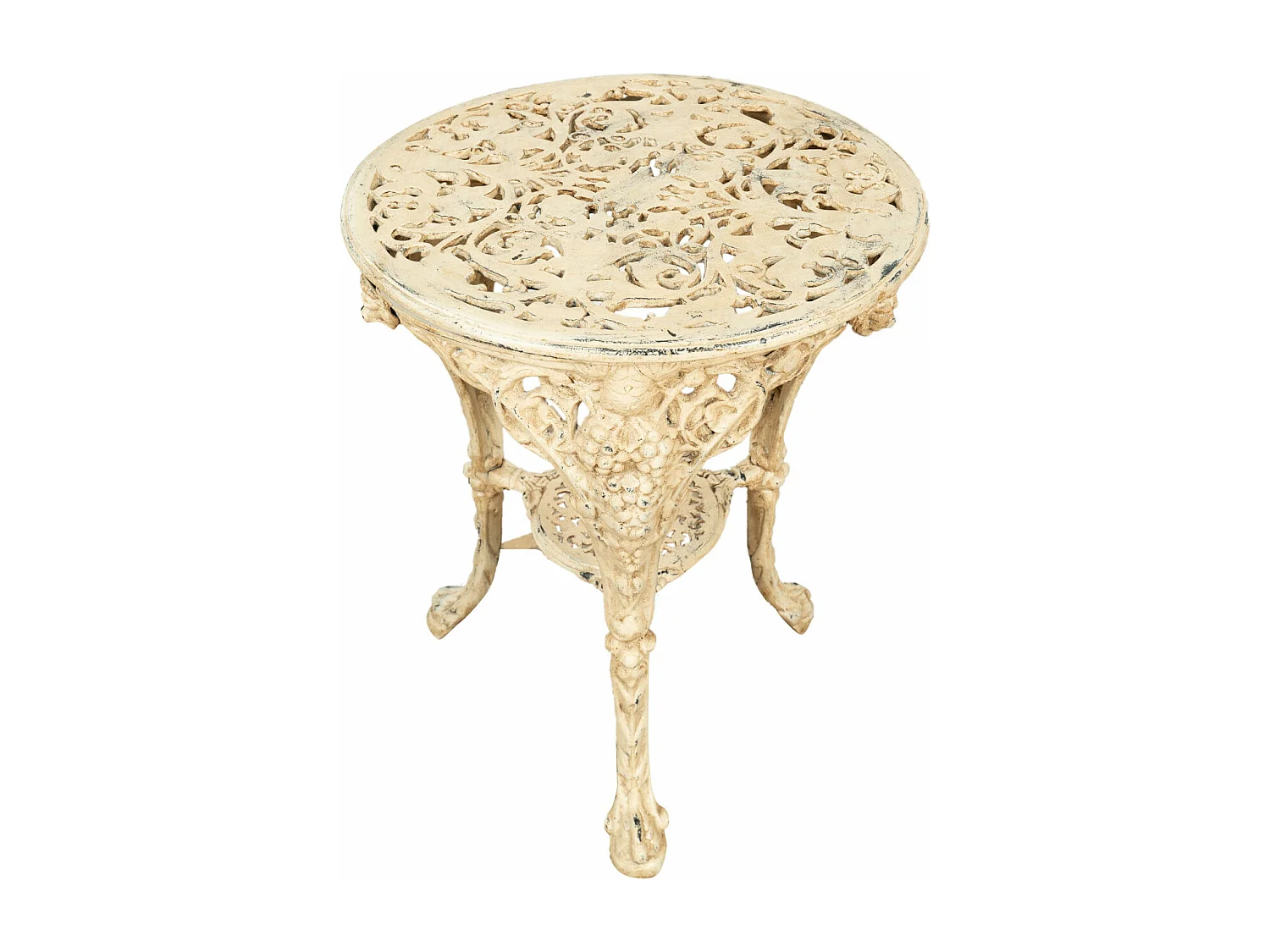 BISCOTTINI Table - Fer Forgé Finition Antique - Table d'Extérieur - Mobilier de Jardin - Terrasse - Balcon - Table en Métal - Table Basse - 60x70 cm