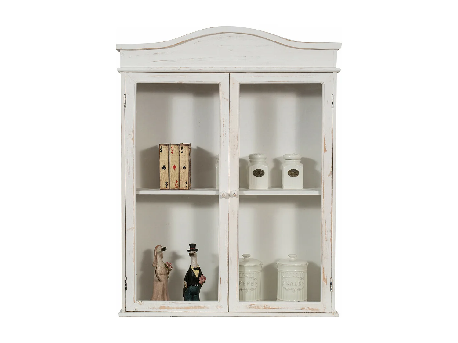 Caisson de cuisine 74X17X84 cm - 2 Portes - Blanc Antique - DOUCEUR- 1 meuble haut - Vitrine murale pour salle de bain et salon