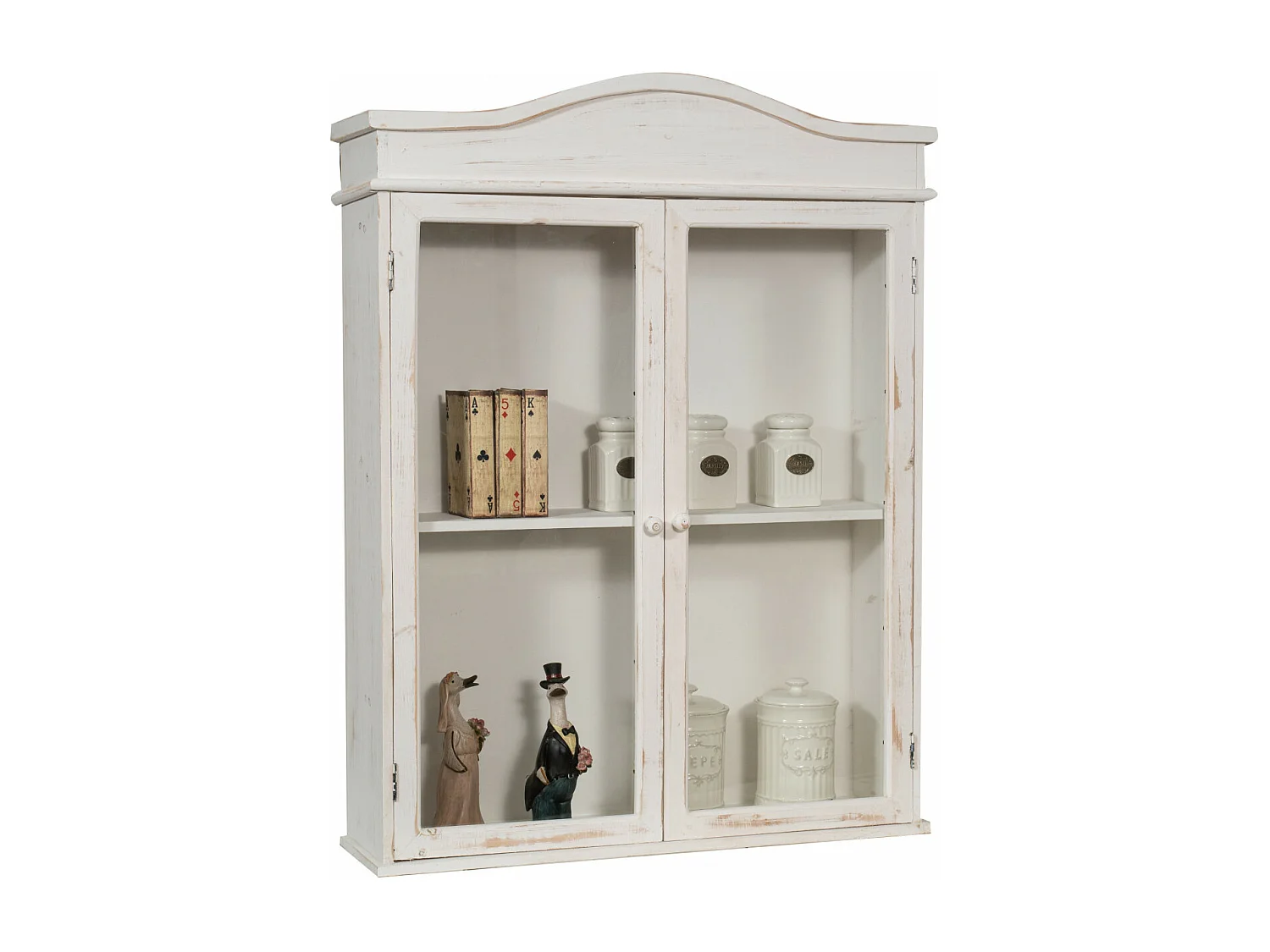 Caisson de cuisine 74X17X84 cm - 2 Portes - Blanc Antique - DOUCEUR- 1 meuble haut - Vitrine murale pour salle de bain et salon