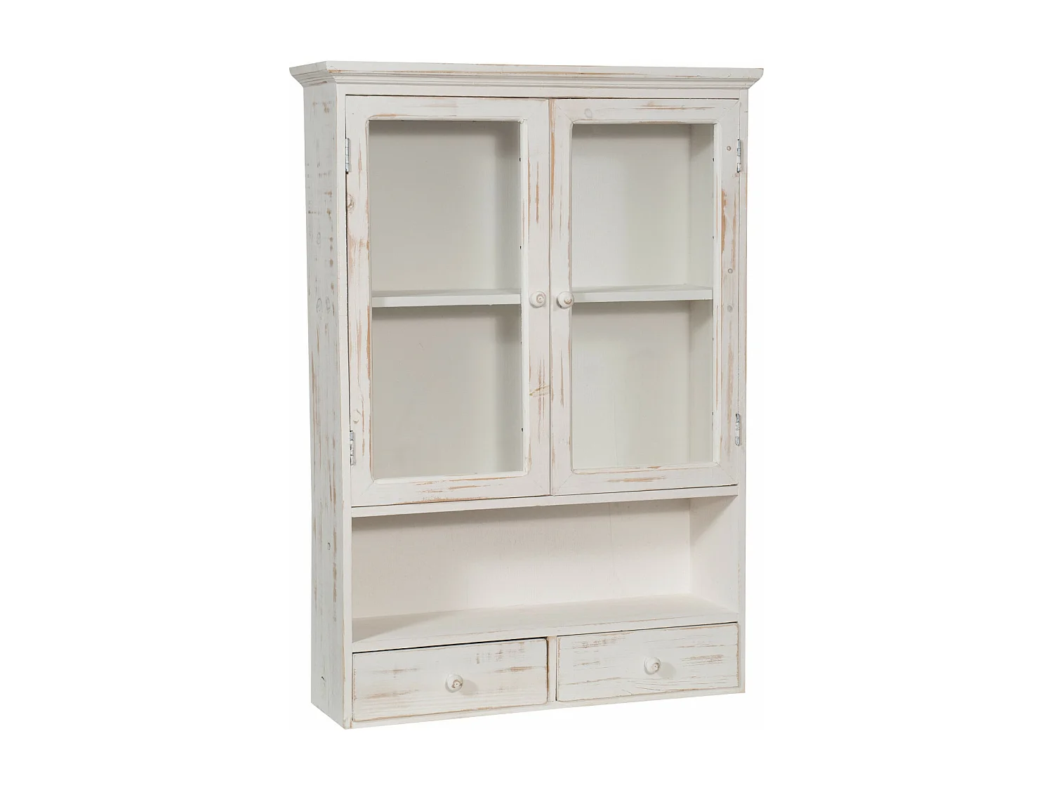 BISCOTTINI Commode en Bois - Buffet Finition Blanc Antique - Vitrine pour Chambre et Salon - 56x16x79cm