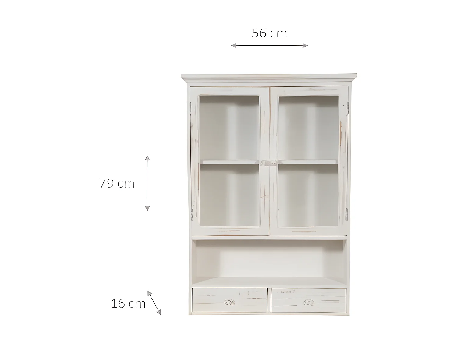 BISCOTTINI Commode en Bois - Buffet Finition Blanc Antique - Vitrine pour Chambre et Salon - 56x16x79cm
