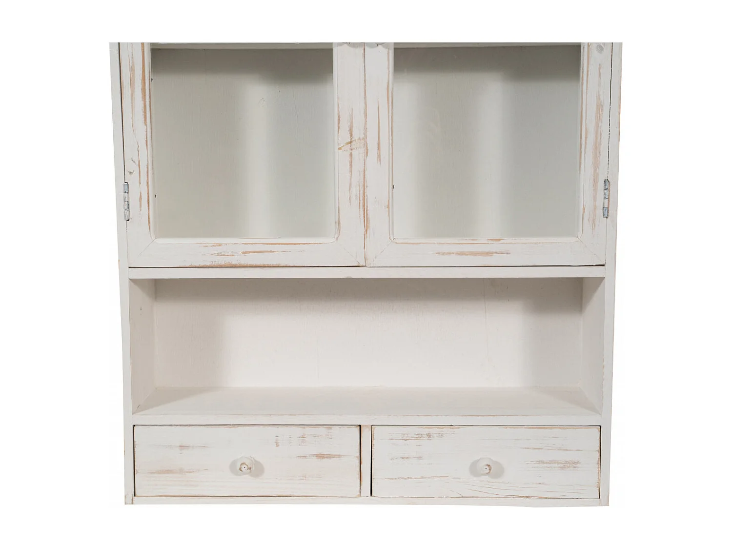 BISCOTTINI Commode en Bois - Buffet Finition Blanc Antique - Vitrine pour Chambre et Salon - 56x16x79cm