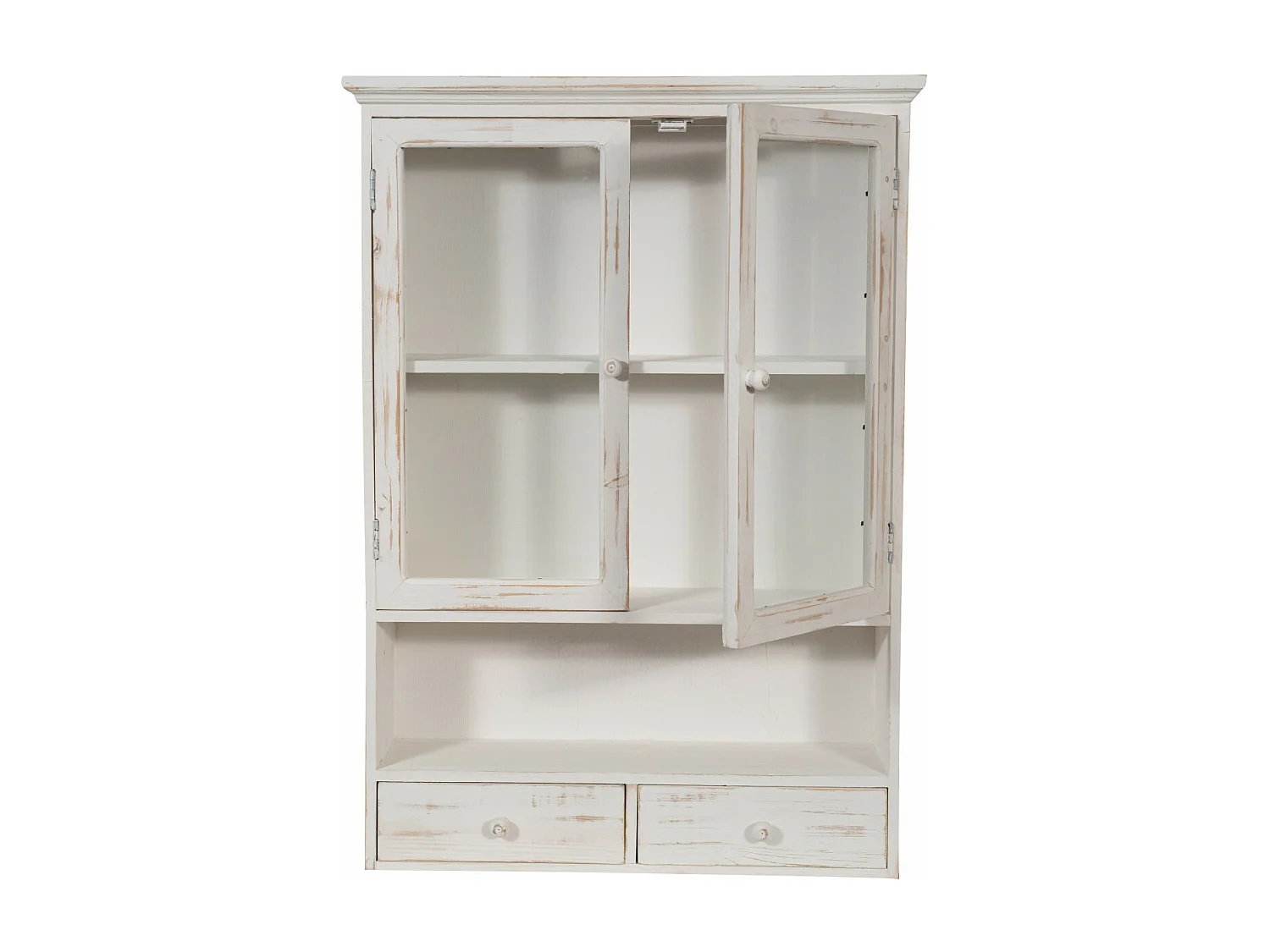 BISCOTTINI Commode en Bois - Buffet Finition Blanc Antique - Vitrine pour Chambre et Salon - 56x16x79cm