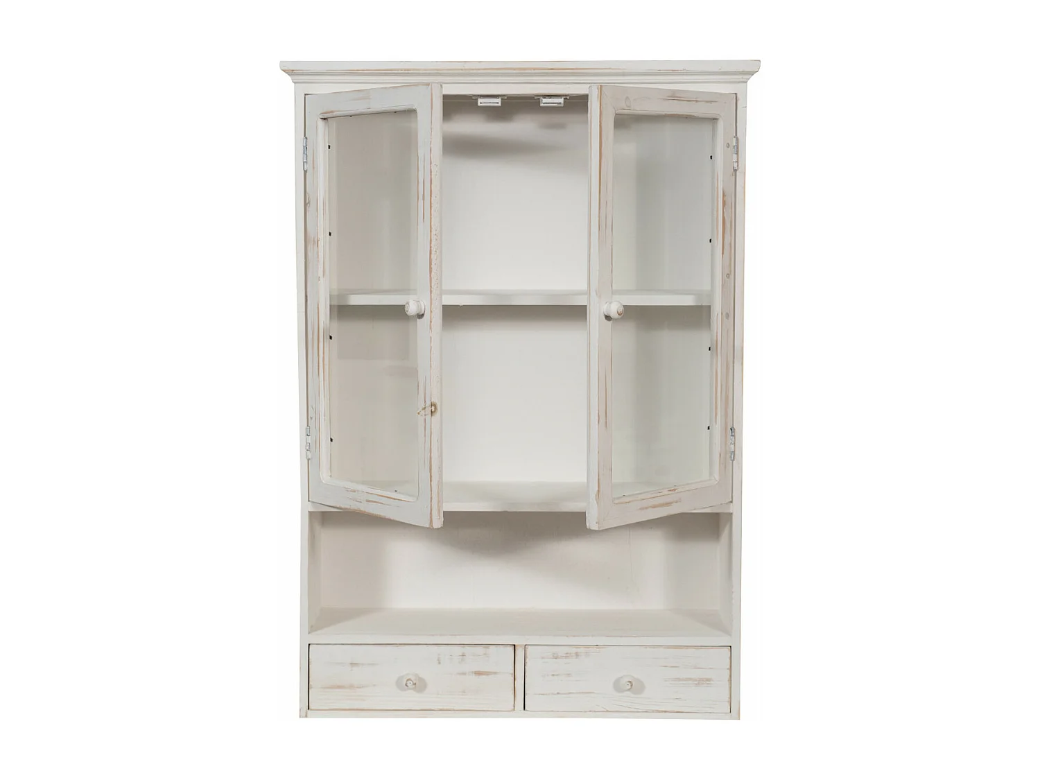 BISCOTTINI Commode en Bois - Buffet Finition Blanc Antique - Vitrine pour Chambre et Salon - 56x16x79cm