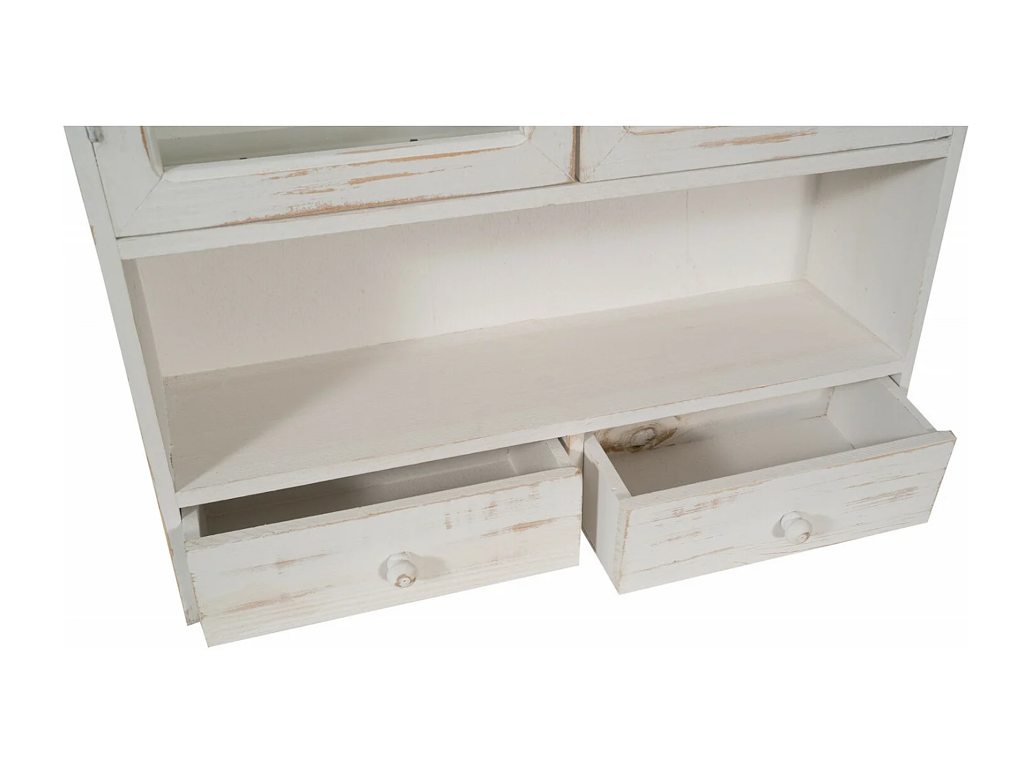 BISCOTTINI Commode en Bois - Buffet Finition Blanc Antique - Vitrine pour Chambre et Salon - 56x16x79cm