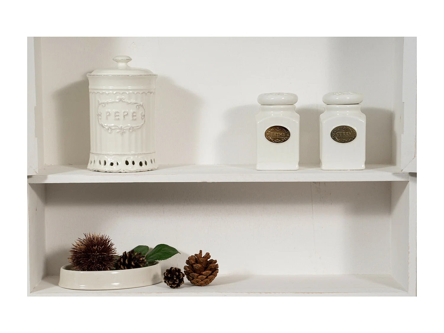 BISCOTTINI Commode en Bois - Buffet Finition Blanc Antique - Vitrine pour Chambre et Salon - 56x16x79cm