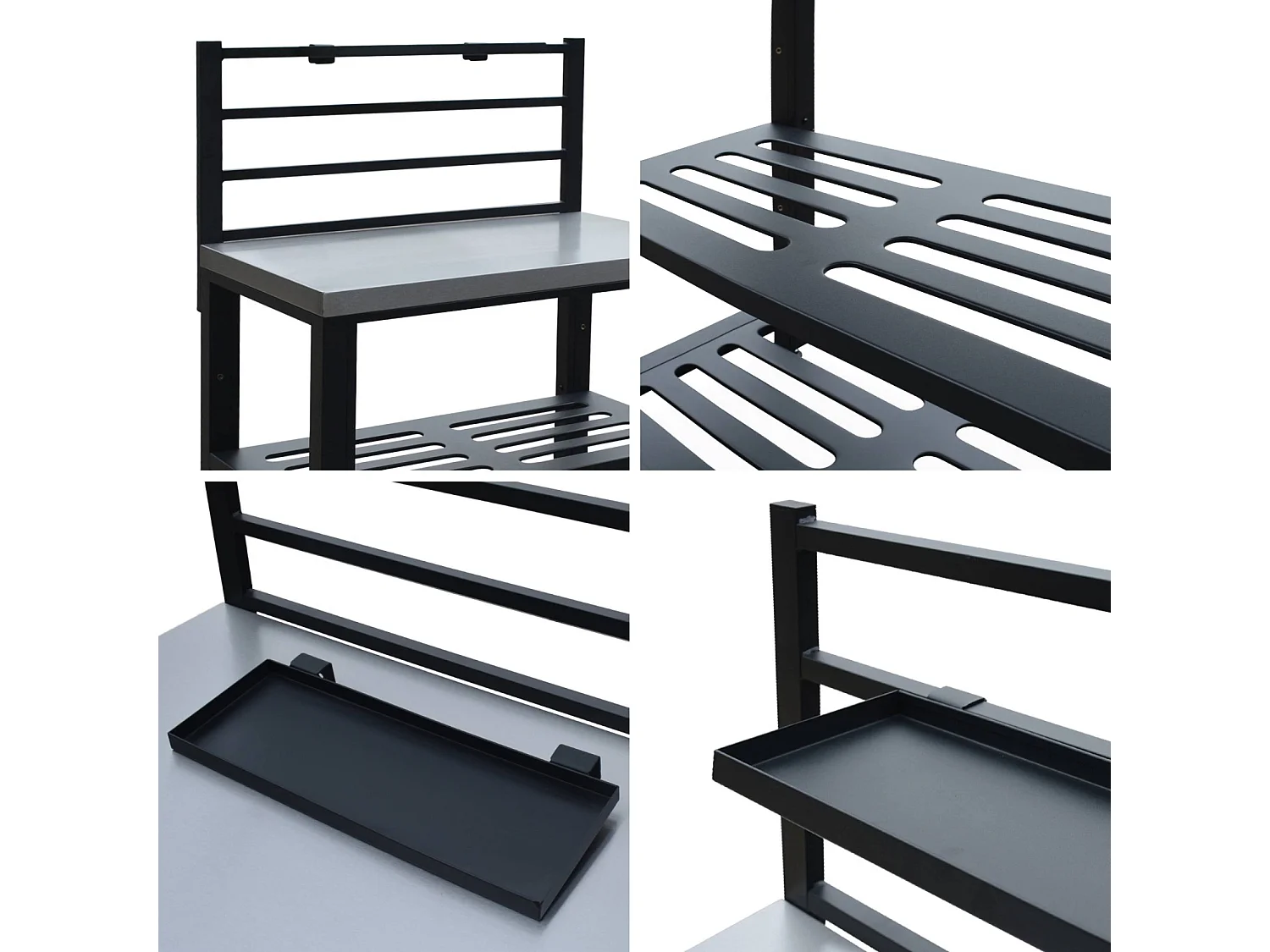 Mobile da esterno in acciaio 2 ripiani, 80cm, nero