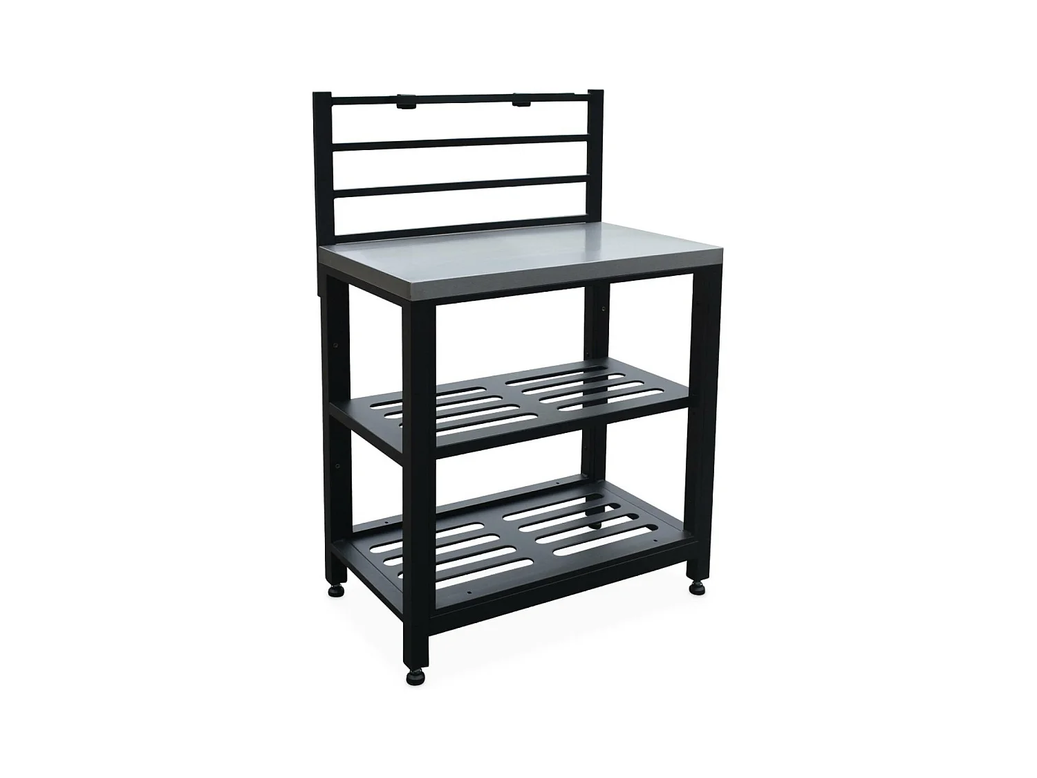 Cocina exterior de acero 2 estantes, 80cm negro