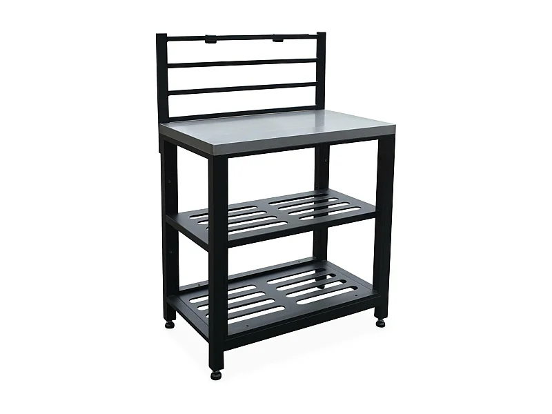 Cocina exterior de acero 2 estantes, 80cm negro