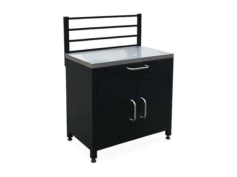 Cocina exterior de acero 1 cajón y 2 puertas, 80cm negro