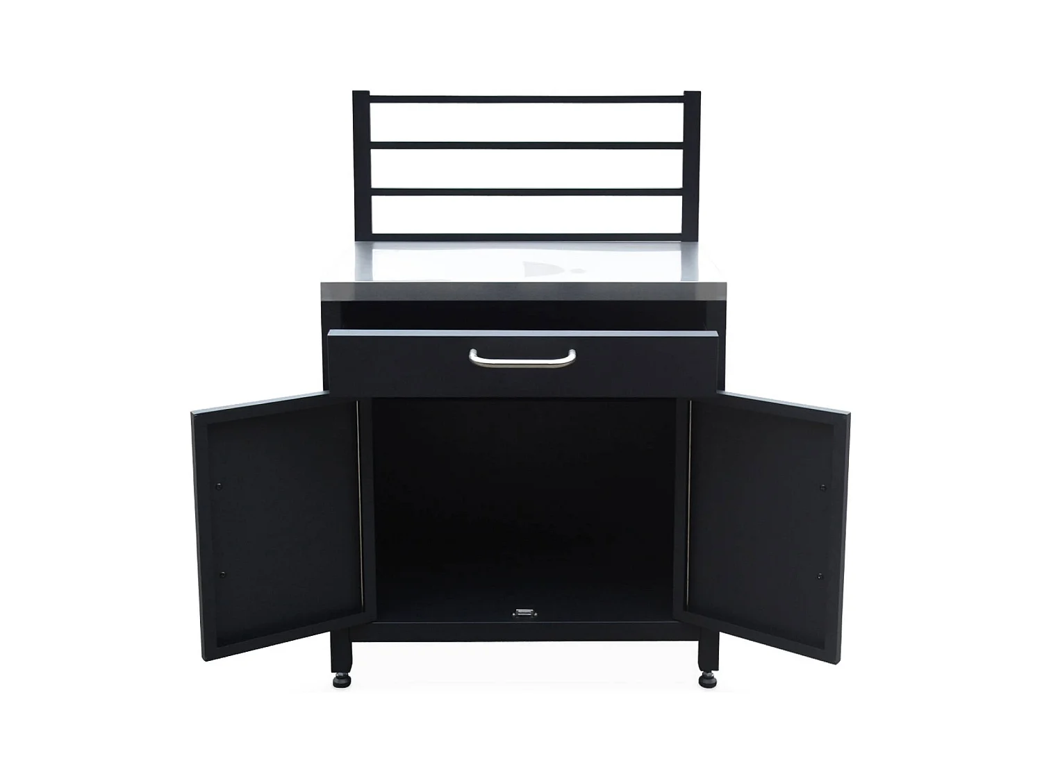 Cocina exterior de acero 1 cajón y 2 puertas, 80cm negro