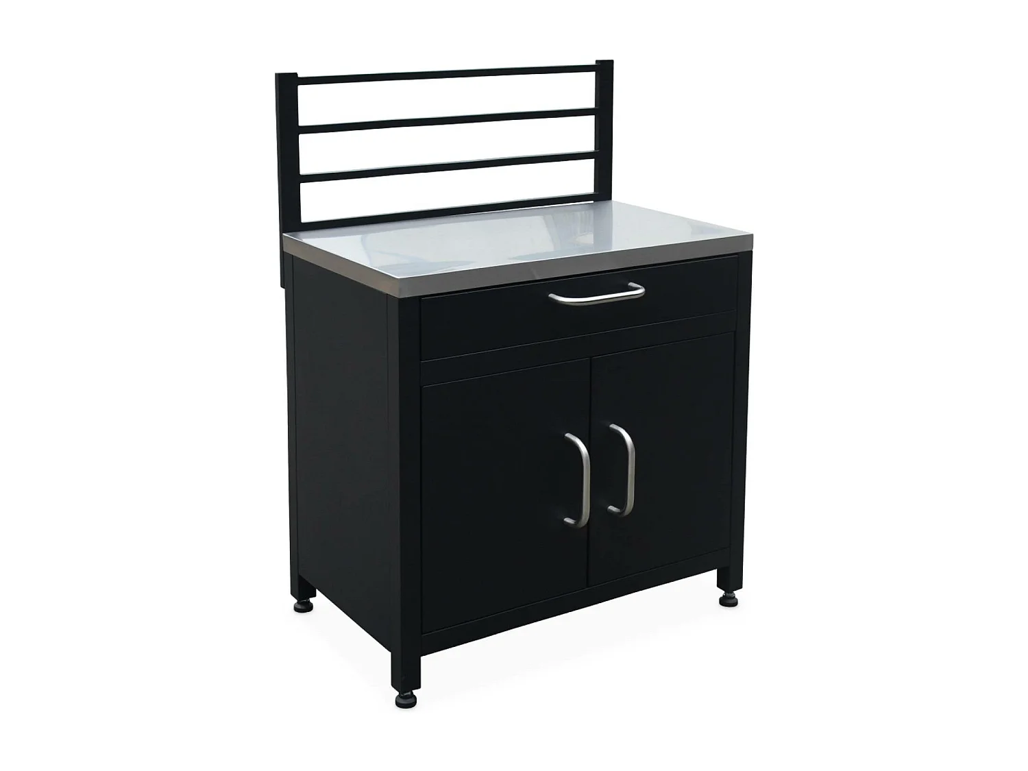 Meuble de cuisine extérieure en acier avec 1 tiroir et 1 porte et 1 grille de suspension L80