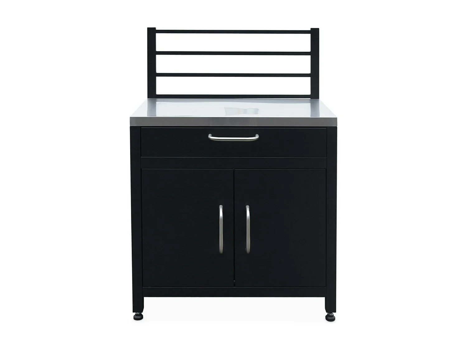 Meuble de cuisine extérieure en acier avec 1 tiroir et 1 porte et 1 grille de suspension L80