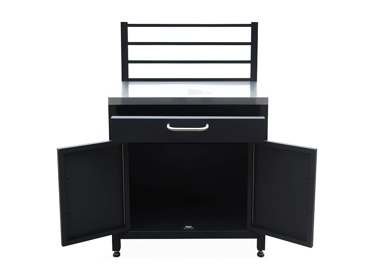 Meuble de cuisine extérieure en acier avec 1 tiroir et 1 porte et 1 grille de suspension L80