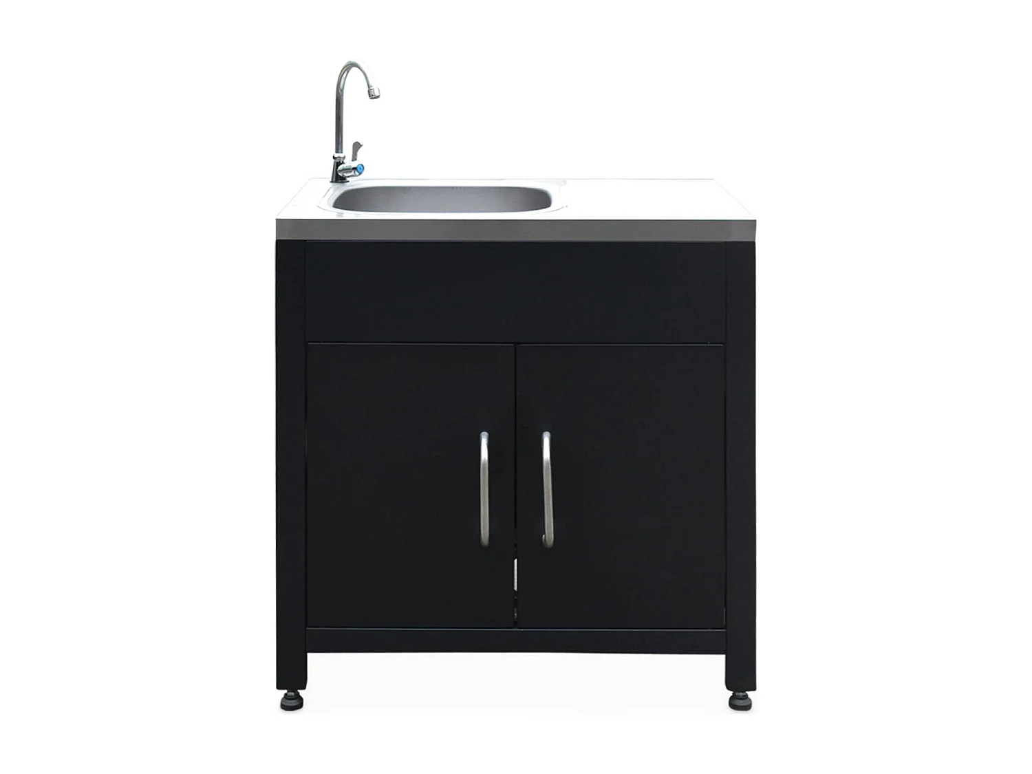 Cocina exterior de acero con 4 módulos negro