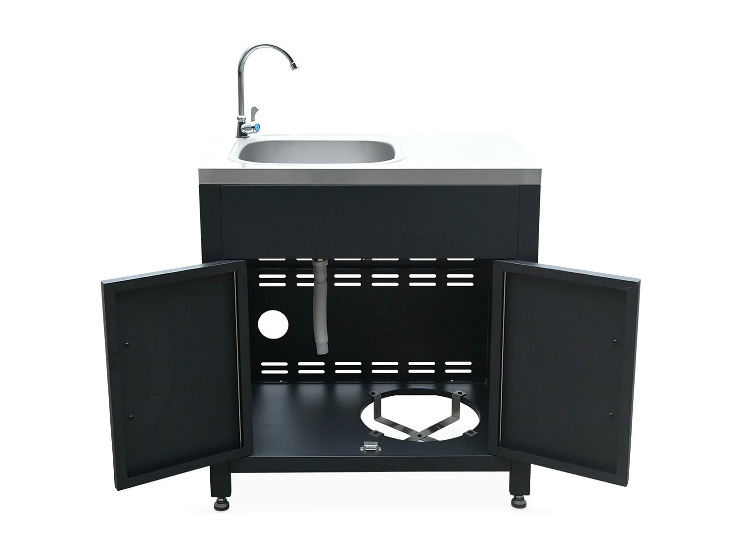 Cocina exterior de acero con 4 módulos negro