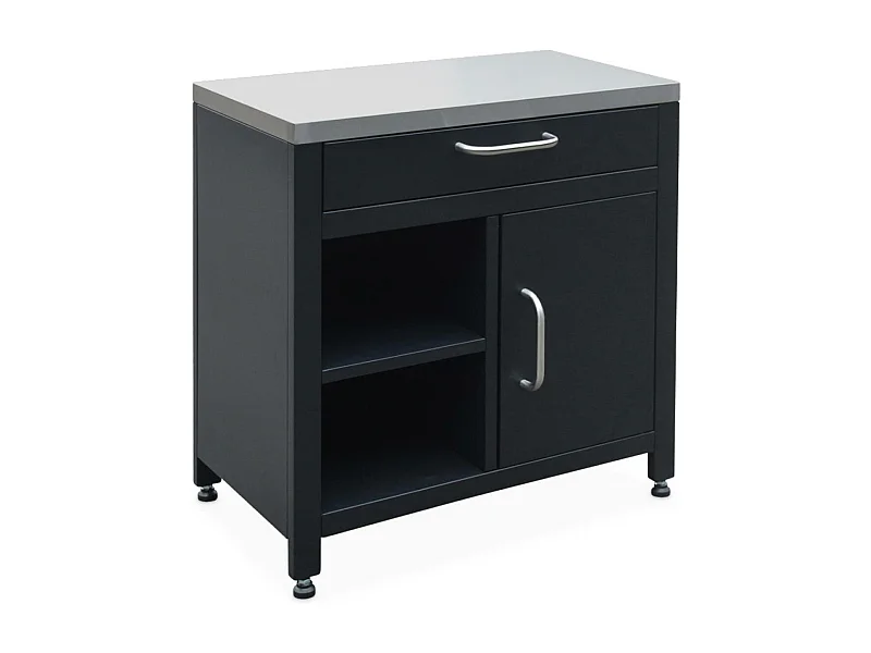 Cocina exterior de acero 1 cajón y 1 puerta, 80cm negro