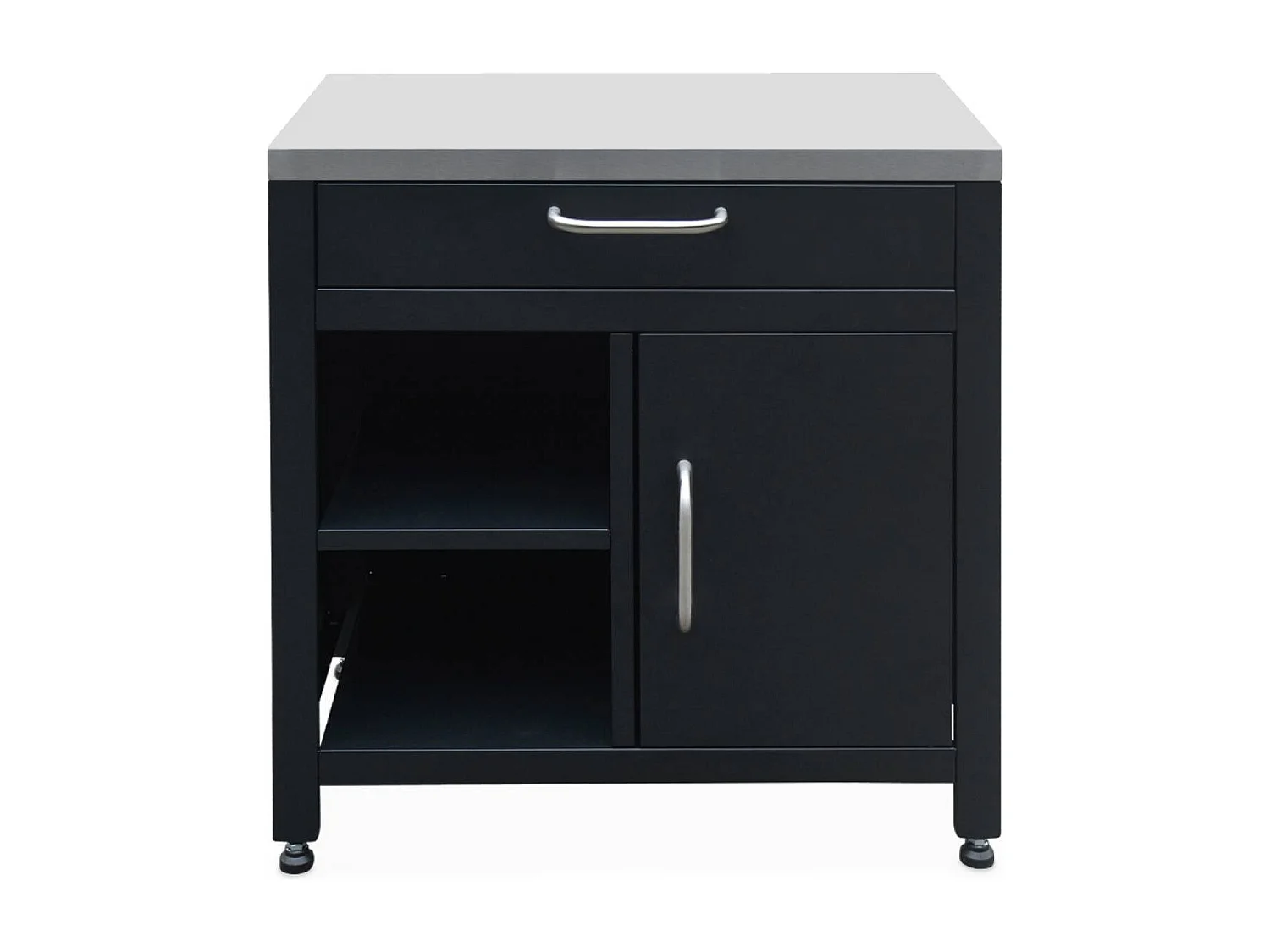 Cocina exterior de acero 1 cajón y 1 puerta, 80cm negro