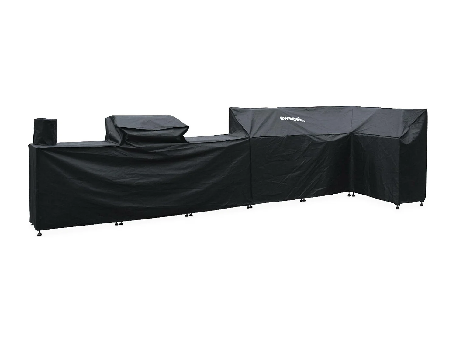 Set di mobili da cucina completa con barbecue + copertura, nero