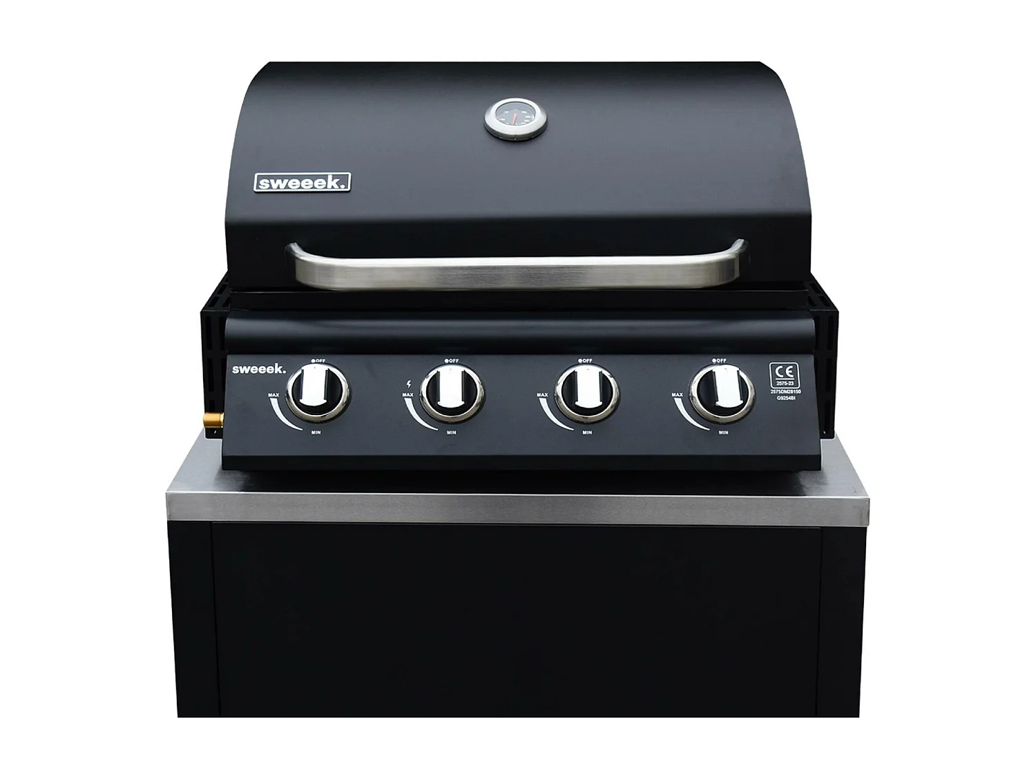 Barbacoa de gas de 4 quemadores de mesa + cocina exterior de acero,