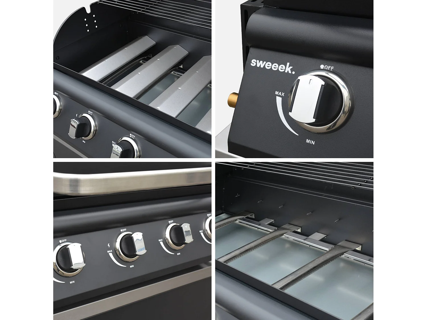 Barbacoa de gas de 4 quemadores de mesa + cocina exterior de acero,