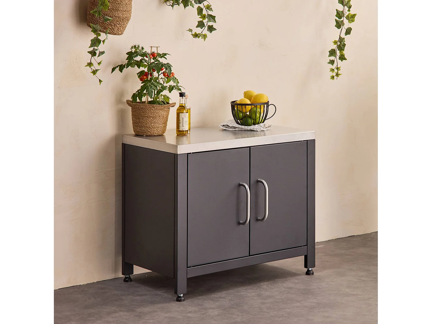 Cocina exterior de acero, 80cm negro