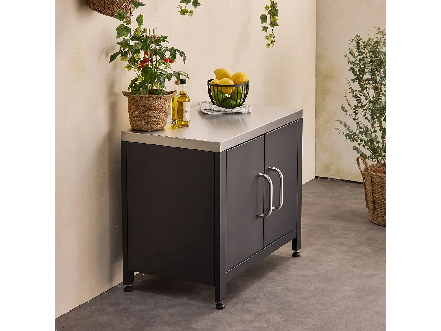 Cocina exterior de acero, 80cm negro