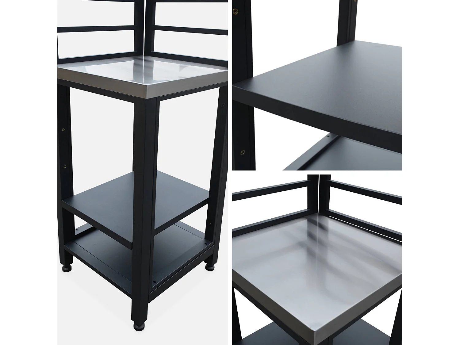 Cocina exterior de acero 2 estantes, 48.5cm negro