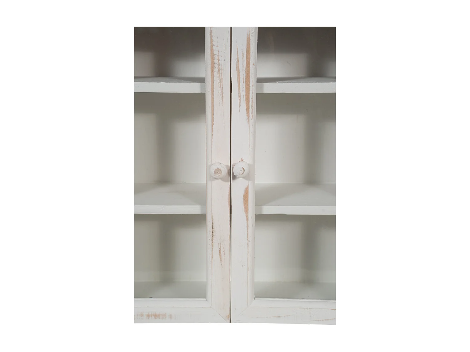 Caisson de cuisine 42x48x15 cm - 3 Etagères - 2 Portes Vitrées - Blanc Antique - SHABBY CHARME - 1 meuble haut - Vitrine murale pour salle de bain et salon