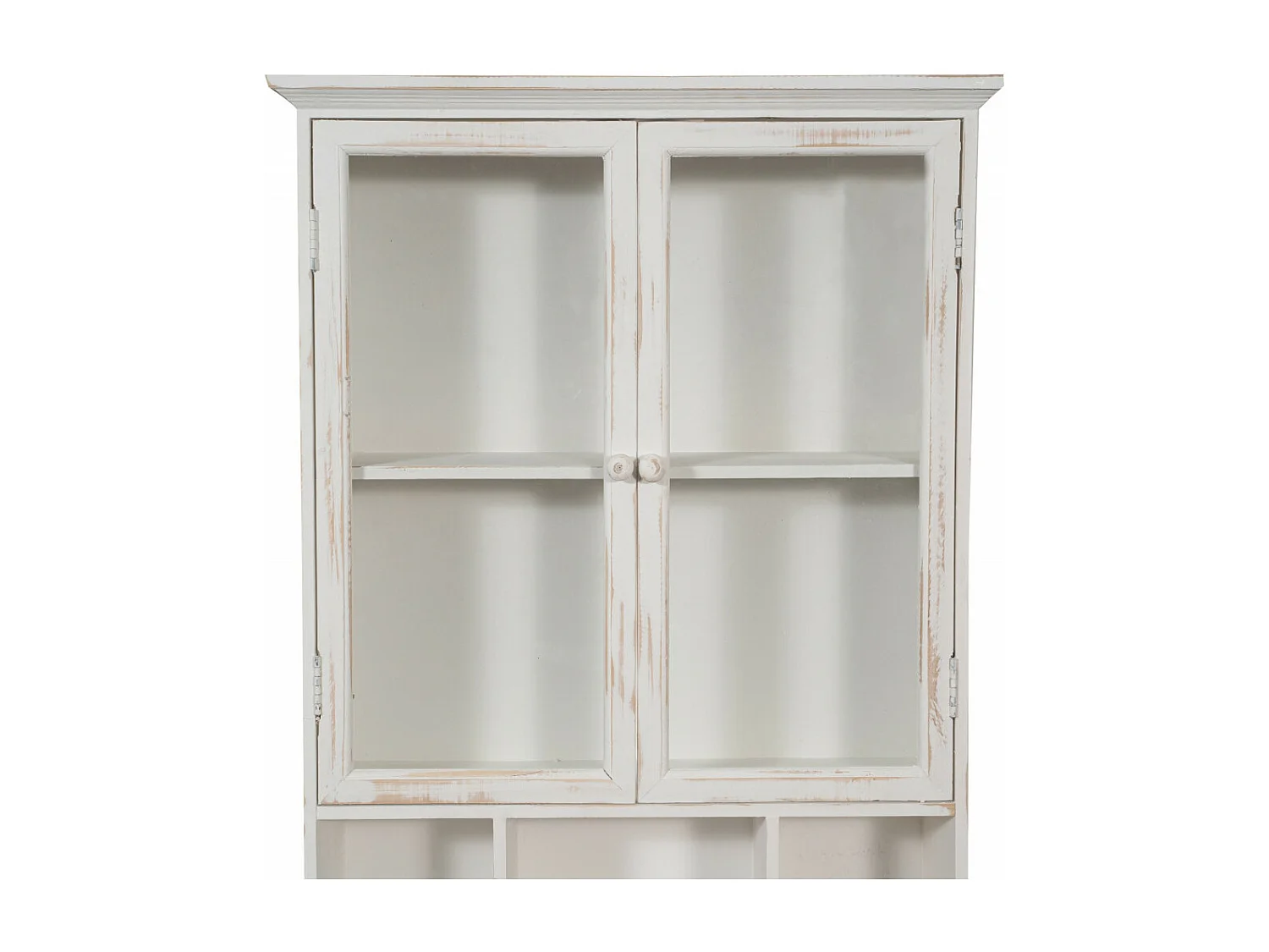 Caisson de cuisine 60x89x18 cm - 1 tiroir - 2 Portes vitrées - Blanc Antique - BIJOU - Meuble de salle de bain suspendu