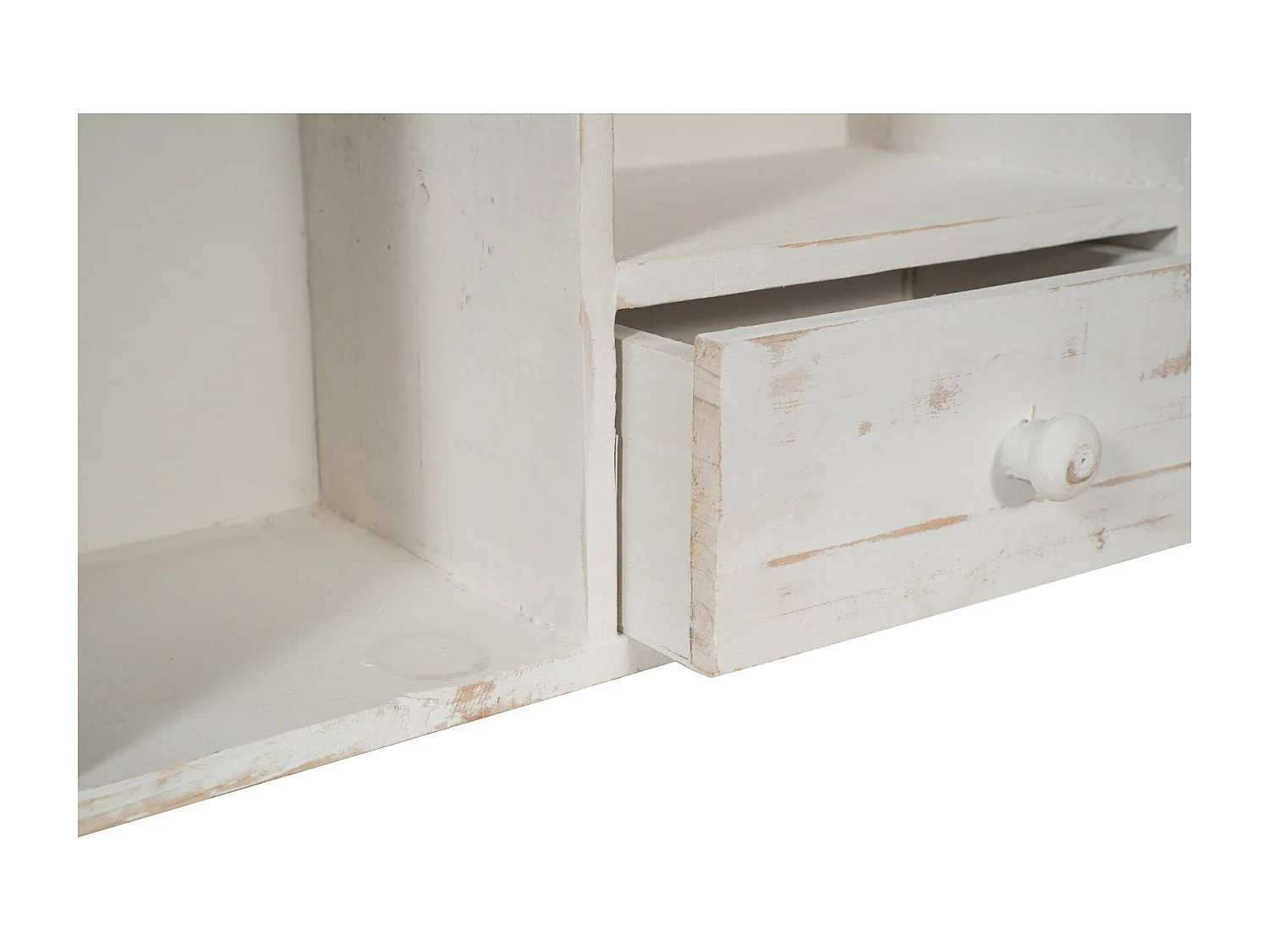 Caisson de cuisine 60x89x18 cm - 1 tiroir - 2 Portes vitrées - Blanc Antique - BIJOU - Meuble de salle de bain suspendu