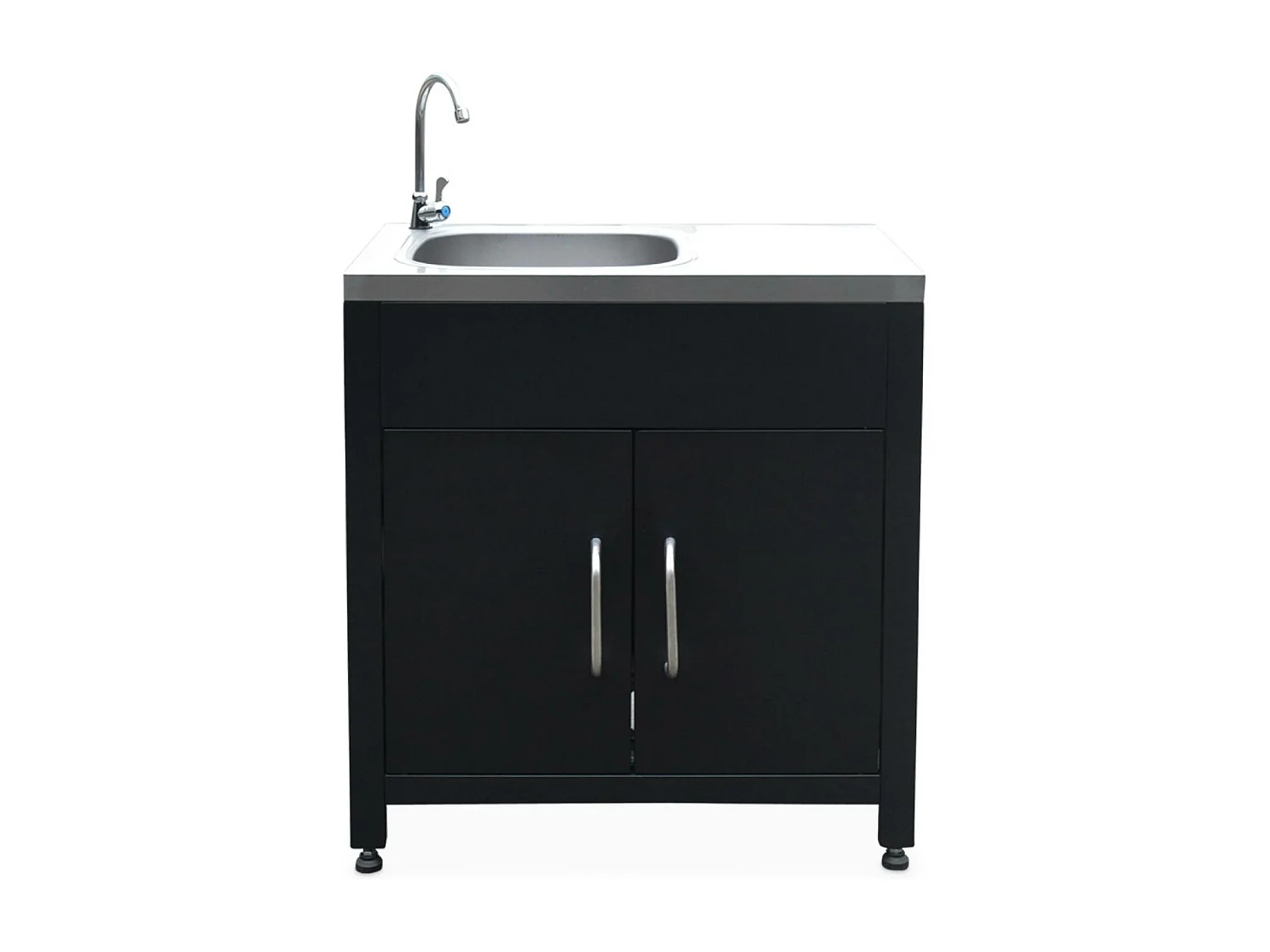 Cocina exterior de acero con fregadero de 80cm negro
