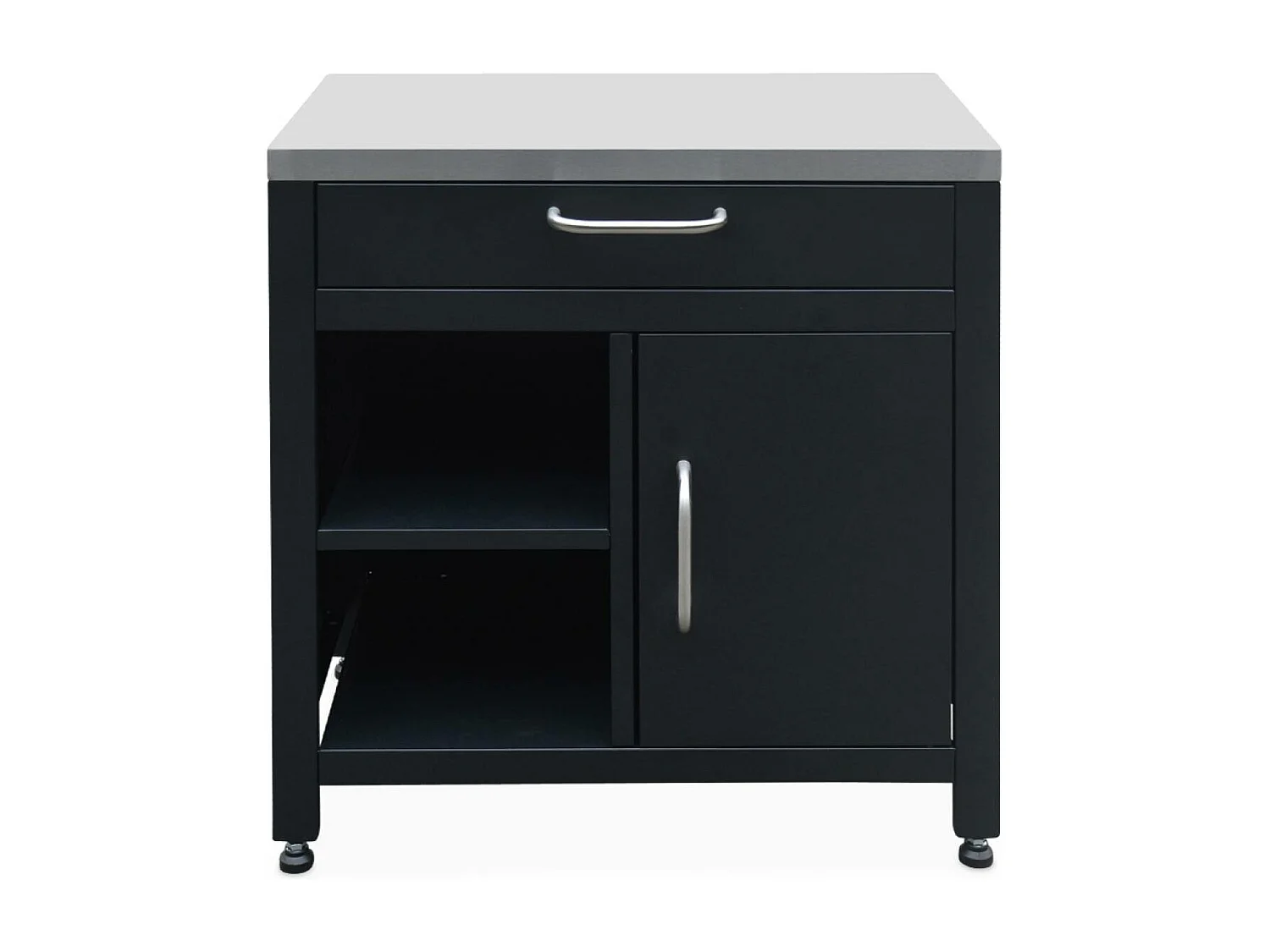 Cocina exterior completa de acero inoxidable de 6 módulos negro