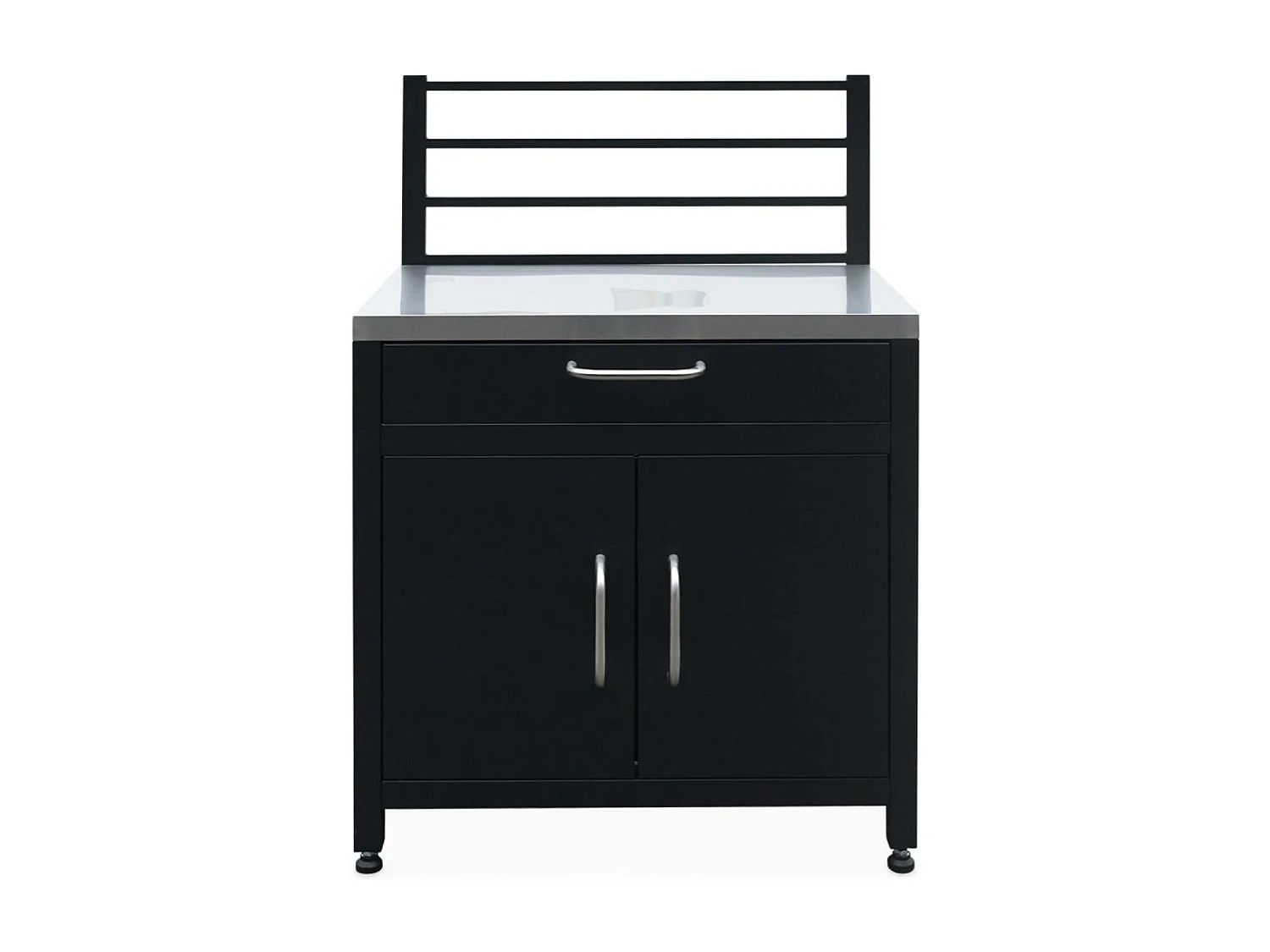 Cocina exterior completa de acero inoxidable de 6 módulos negro