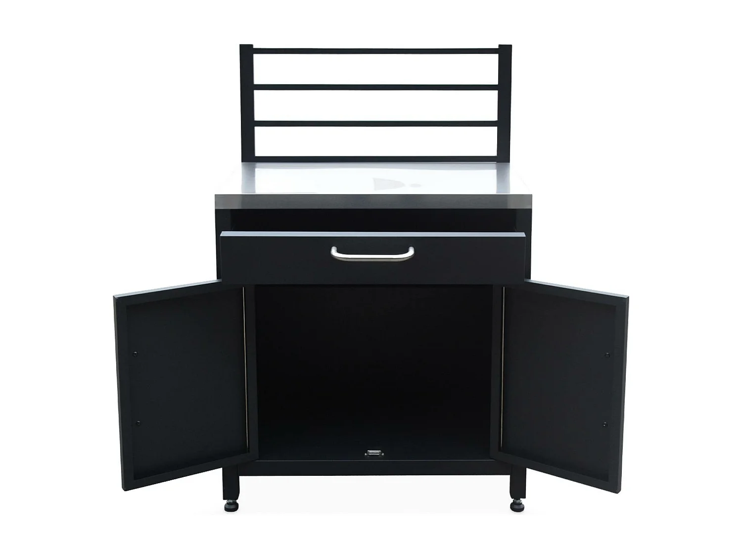 Cocina exterior completa de acero inoxidable de 6 módulos negro