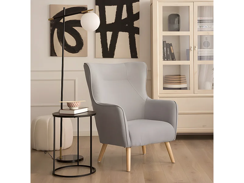 Poltrona stoffa e legno Gris Perla (631) 78x100